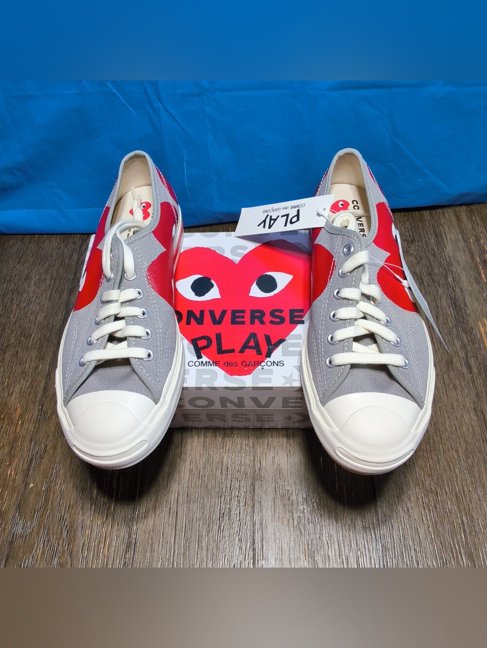 Comme des Garcons CDG Play x Converse Jack Purcell Drizzle Grey Red 7.5W / 6M